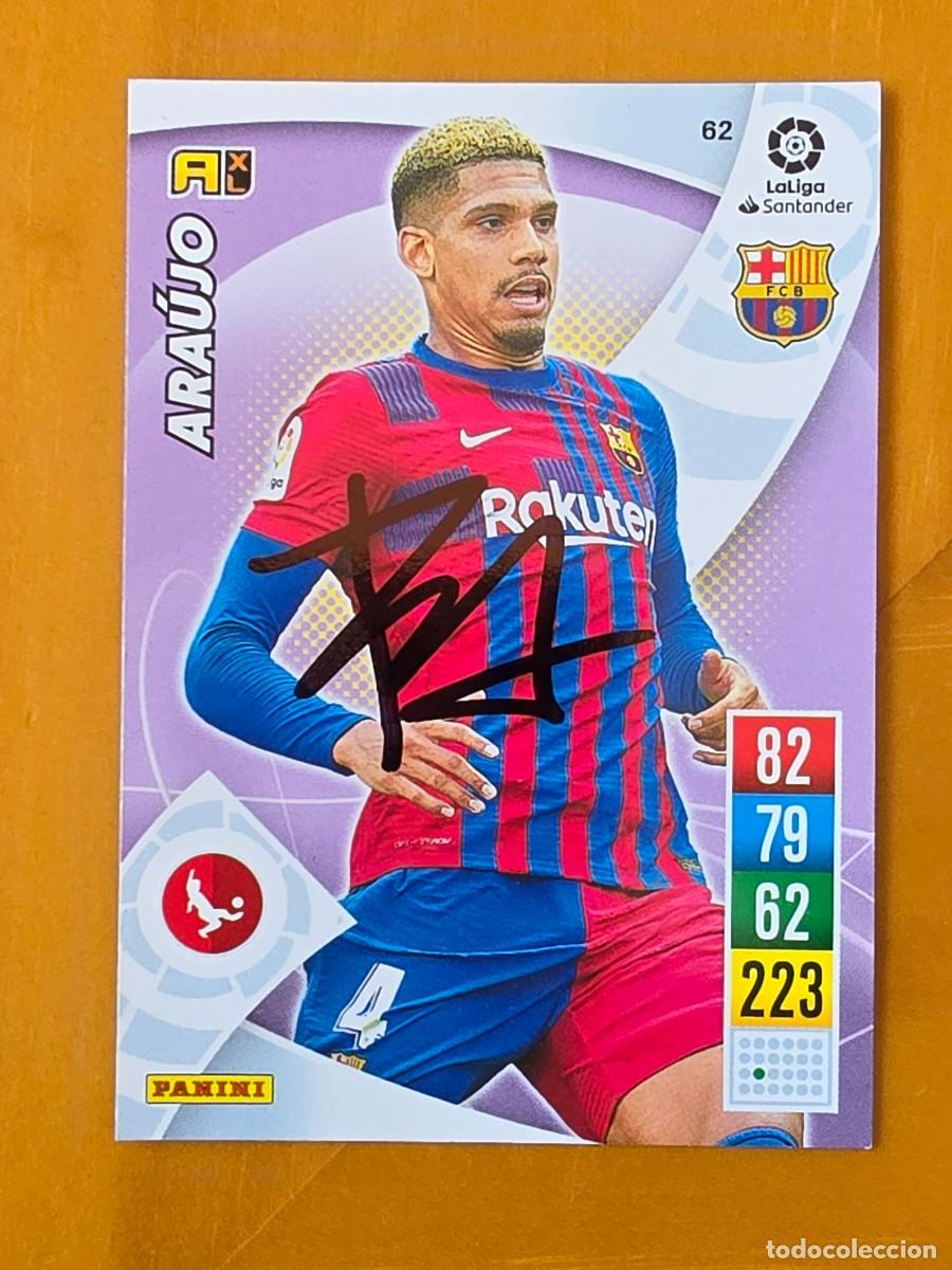 Cromos de f&uacute;tbol: Cromo firmado de Ronald Ara&uacute;jo con aut&oacute;grafo, FC Barcelona
