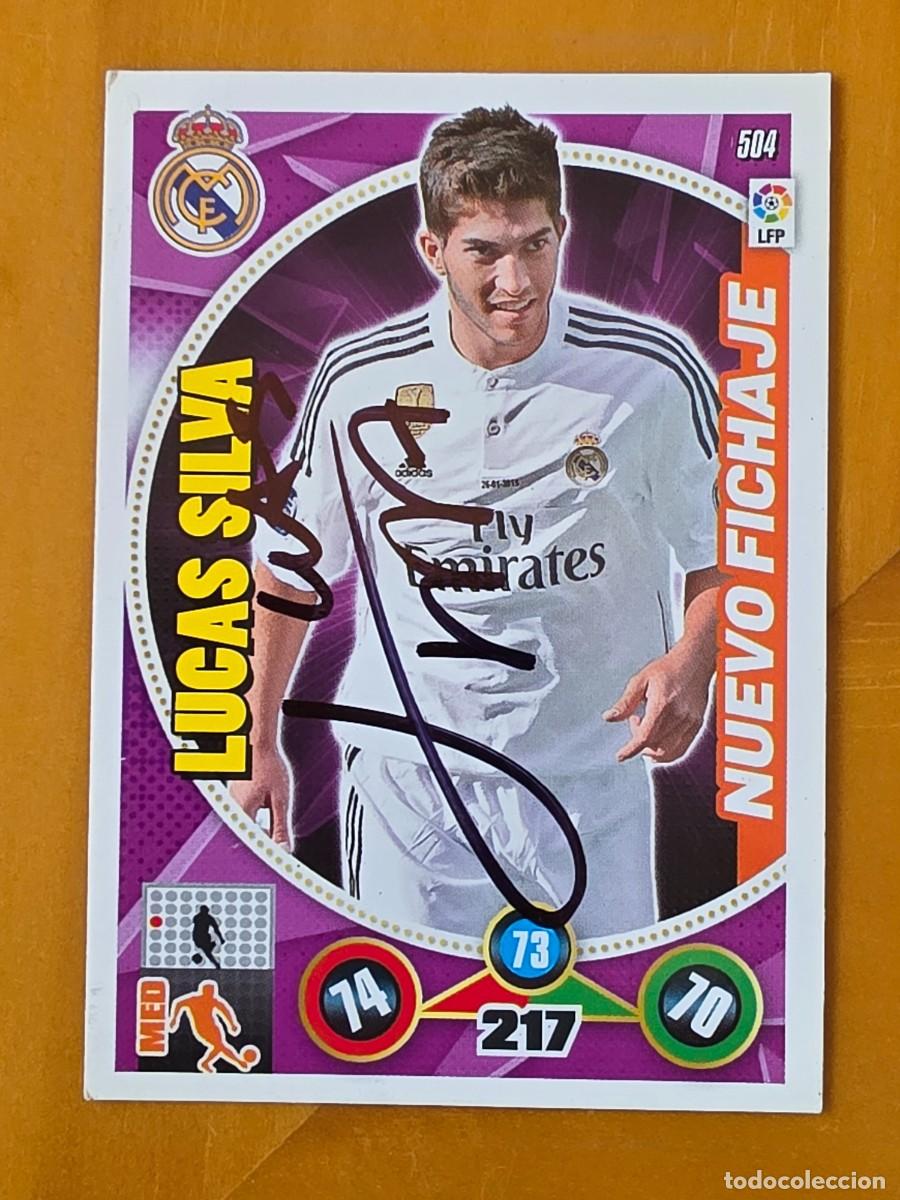 Cromos de f&uacute;tbol: Cromo firmado de Lucas Silva con aut&oacute;grafo, Real Madrid