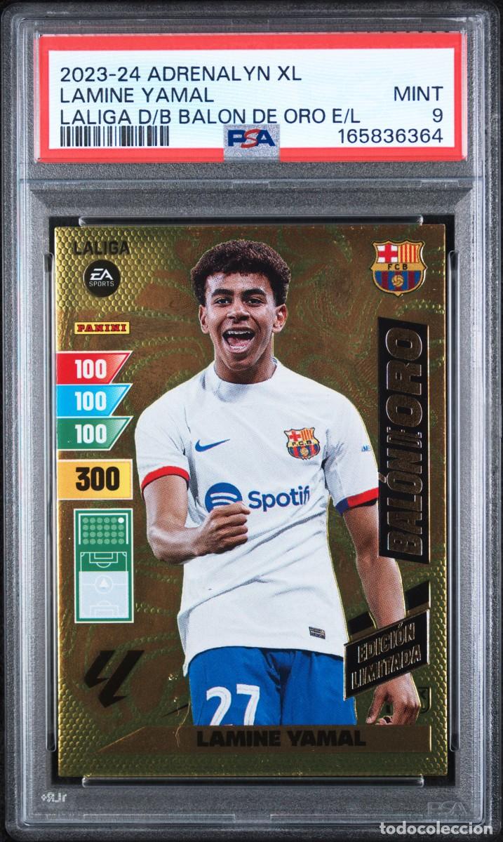 Cromos de f&uacute;tbol: Rookie Lamine Yamal Adrenalyn XL Balon de Oro 2023 24 Panini E.Limitada PSA 9