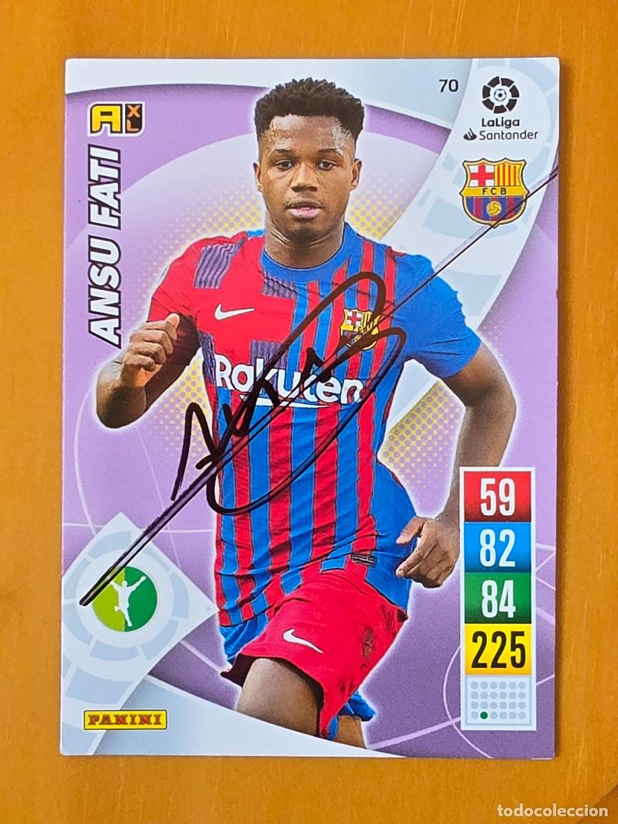 Cromos de f&uacute;tbol: Cromo firmado de Ansu Fati con aut&oacute;grafo, FC Barcelona