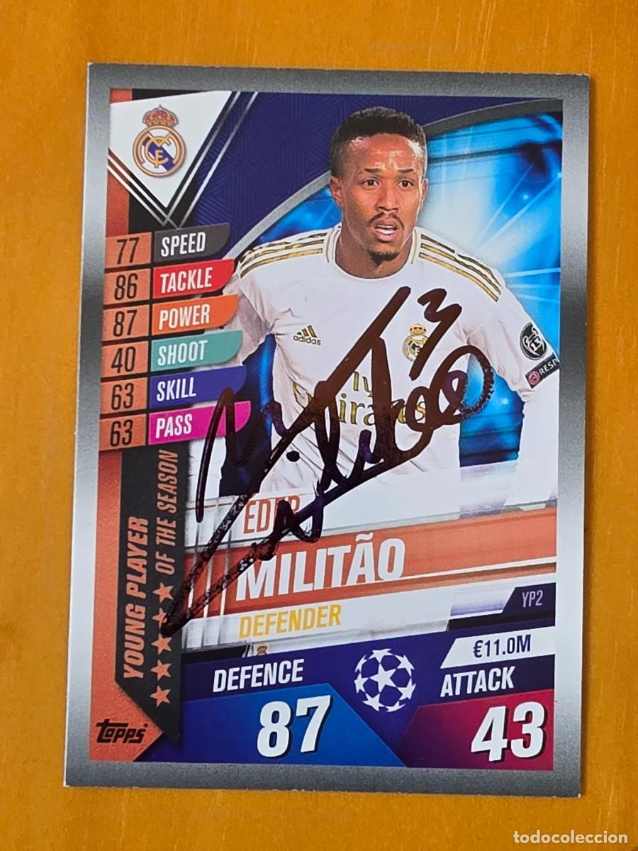 Cromos de f&uacute;tbol: Cromo firmado de Eder Milit&atilde;o con aut&oacute;grafo, Real Madrid