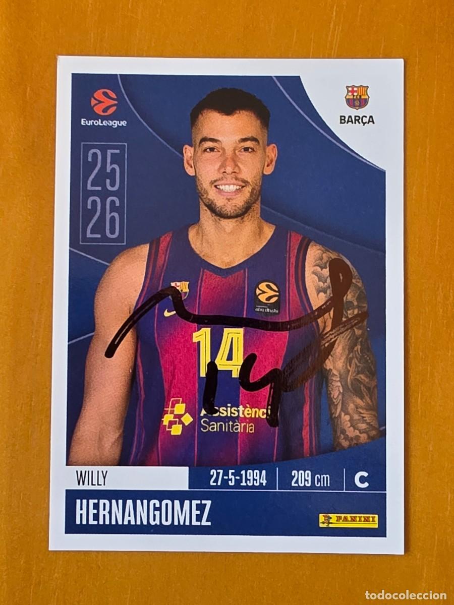 Cromos de f&uacute;tbol: Cromo firmado de Willy Hernang&oacute;mez con aut&oacute;grafo, FC Barcelona Baloncesto, ACB