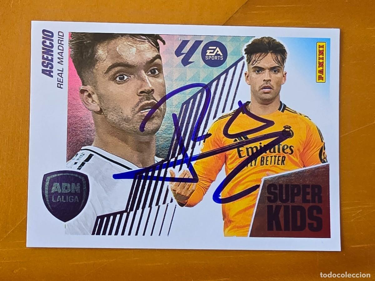 Cromos de f&uacute;tbol: Cromo firmado de Ra&uacute;l Asencio con aut&oacute;grafo, Real Madrid
