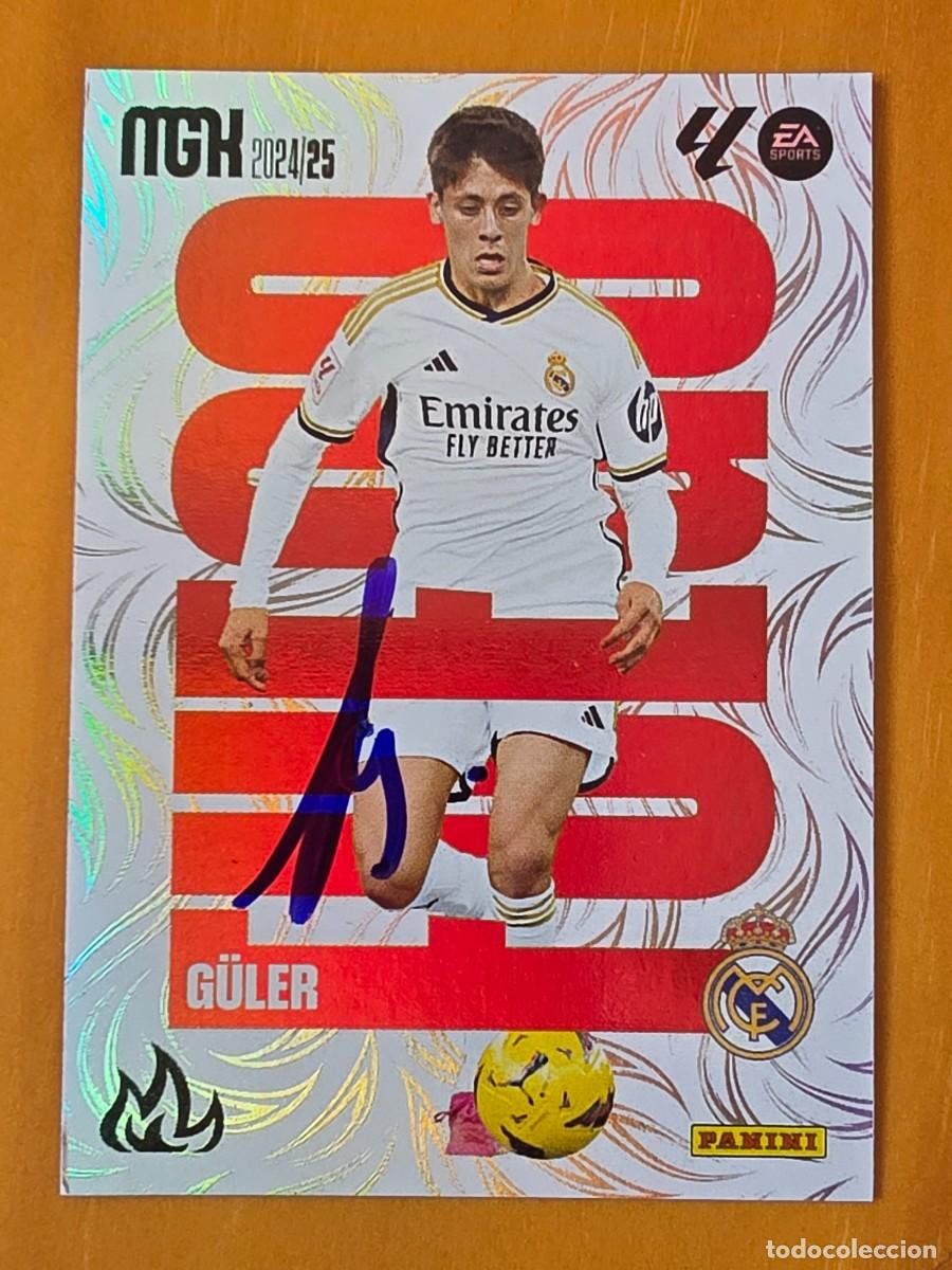 Cromos de f&uacute;tbol: Cromo firmado de Arda G&uuml;ler con aut&oacute;grafo, Real Madrid