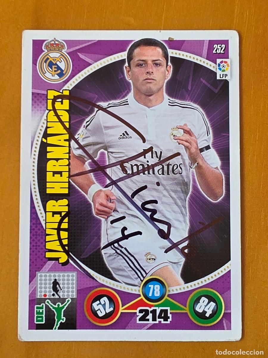 Cromos de f&uacute;tbol: Cromo firmado de Javier Chicharito Hern&aacute;ndez con aut&oacute;grafo, Real Madrid