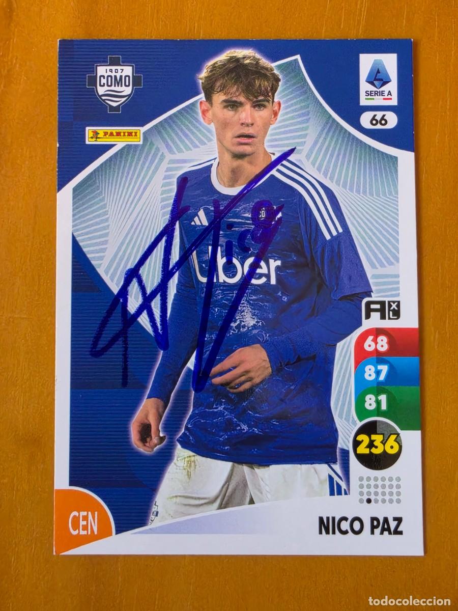 Cromos de f&uacute;tbol: Cromo firmado de Nico Paz con aut&oacute;grafo, Rookie, Real Madrid, 1907 Como