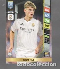 Cromos de f&uacute;tbol: CROMOS DE ADRENALYN XL Y PANINI FIFA 365 DEL A&Ntilde;O 2025 REAL MADRID NICO PAZ N&ordm; 311 AXL CORE