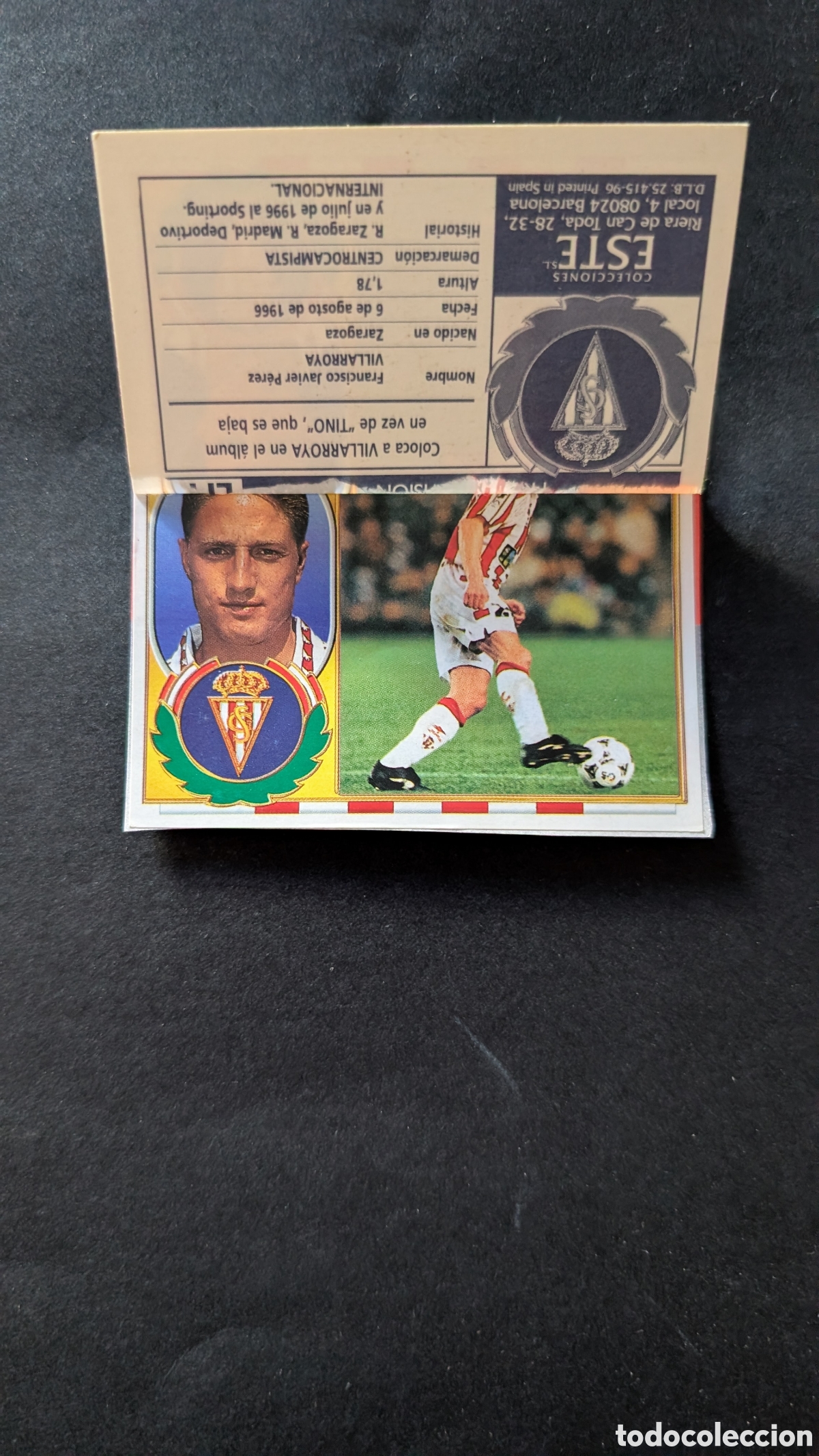 Cartes &agrave; collectionner de Football: TINO SPORTING GIJON BAJA CON COLOCA ENCIMA LIGA ESTE 1996/97 96 97 RECORTADO