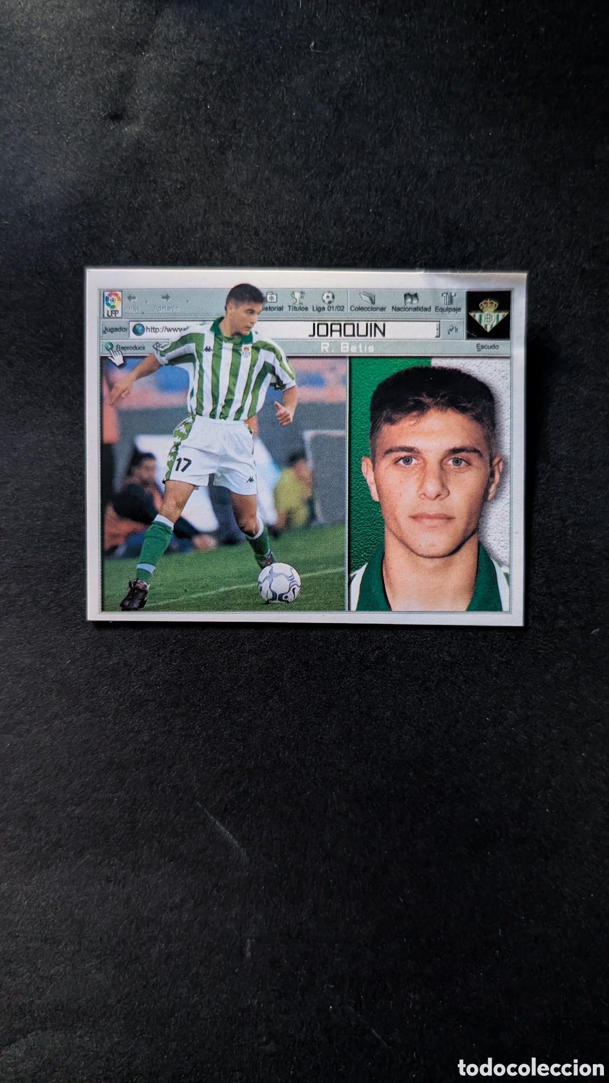 Cromos de f&uacute;tbol: JOAQUIN BETIS ROOKIE LIGA ESTE 2001/02 01 02 VENTANILLA