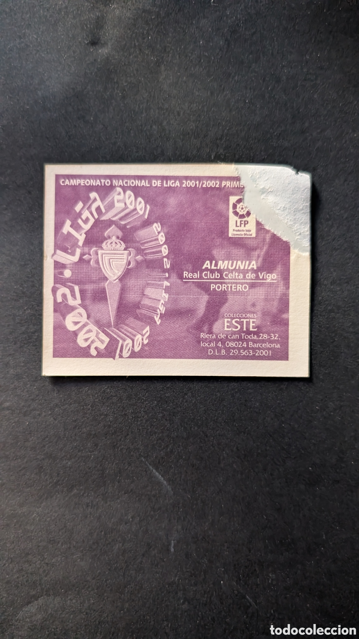 Cromos de f&uacute;tbol: ALMUNIA CELTA LIGA ESTE 2001/02 01 02 VENTANILLA - Foto 2