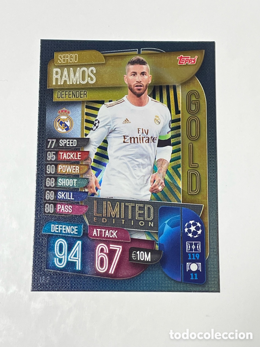 Cromos de f&uacute;tbol: Sergio Ramos Real Madrid Topps Match Attax 19/20 Gold Limited edition #LE2
