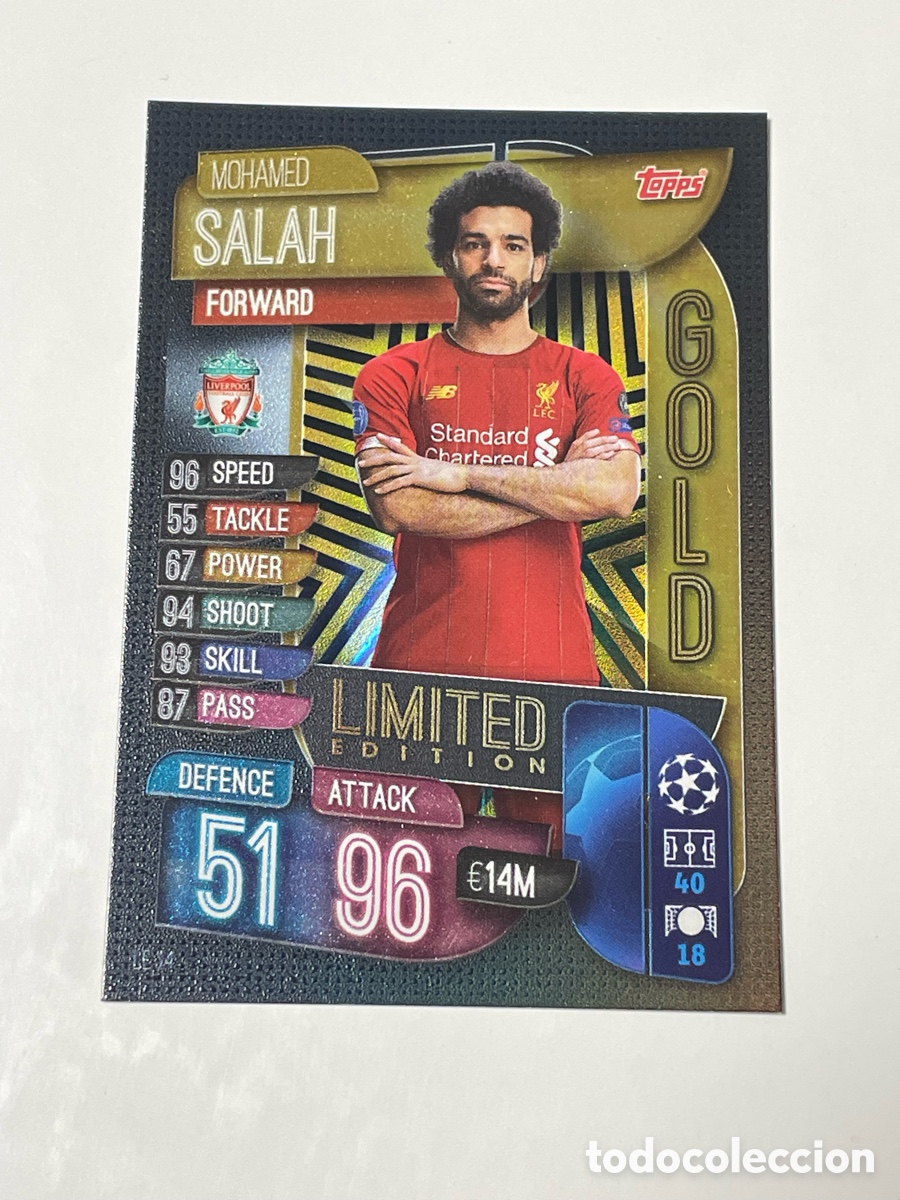 Cromos de Futebol: Mohamed Salah Liverpool Topps Match Attax 19/20 Gold Limited edition #LE14