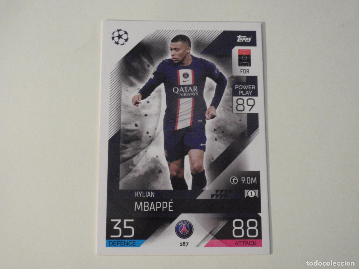 Cromos de f&uacute;tbol: Cromo futbol 187 MBAPPE PSG. TRADING CARD UEFA CHAMPIONS LEAGUE 2022 2023 TOPPS MATCH ATTAX. 22 23