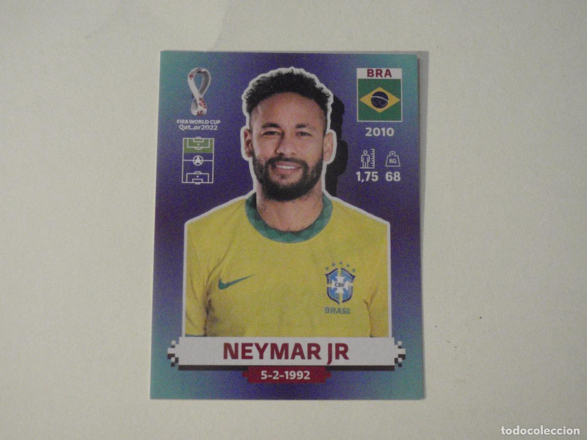 Cromos de f&uacute;tbol: Cromo f&uacute;tbol sticker BRA 17 NEYMAR JR Brasil. MUNDIAL FIFA WORLD CUP QATAR 2022 Panini 22