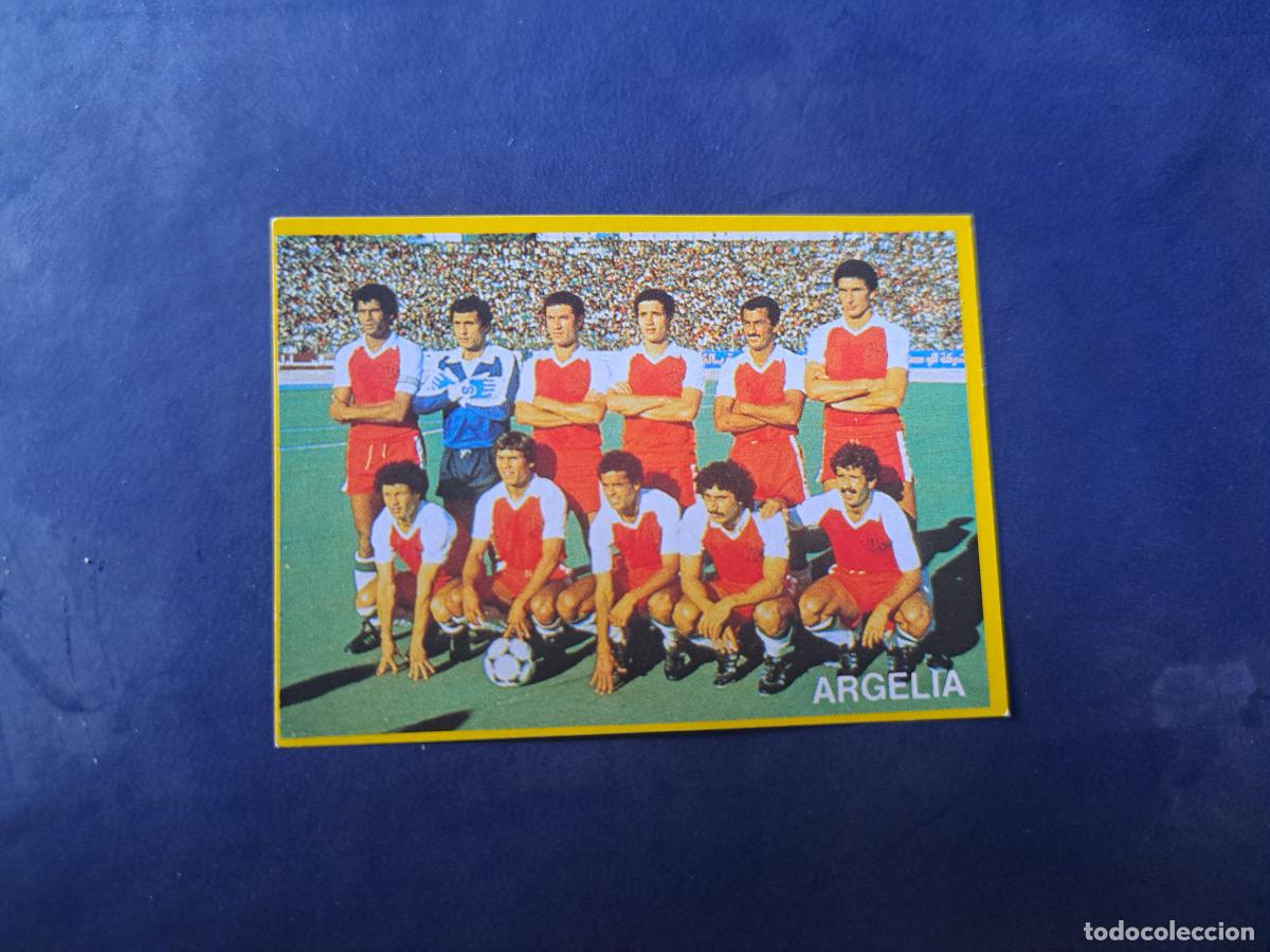 Cromos de f&uacute;tbol: FUTBOL EN ACCION DANONE MUNDIAL 82 N&ordm; 42 ALINEACION ALGERIA NUNCA PEGADO