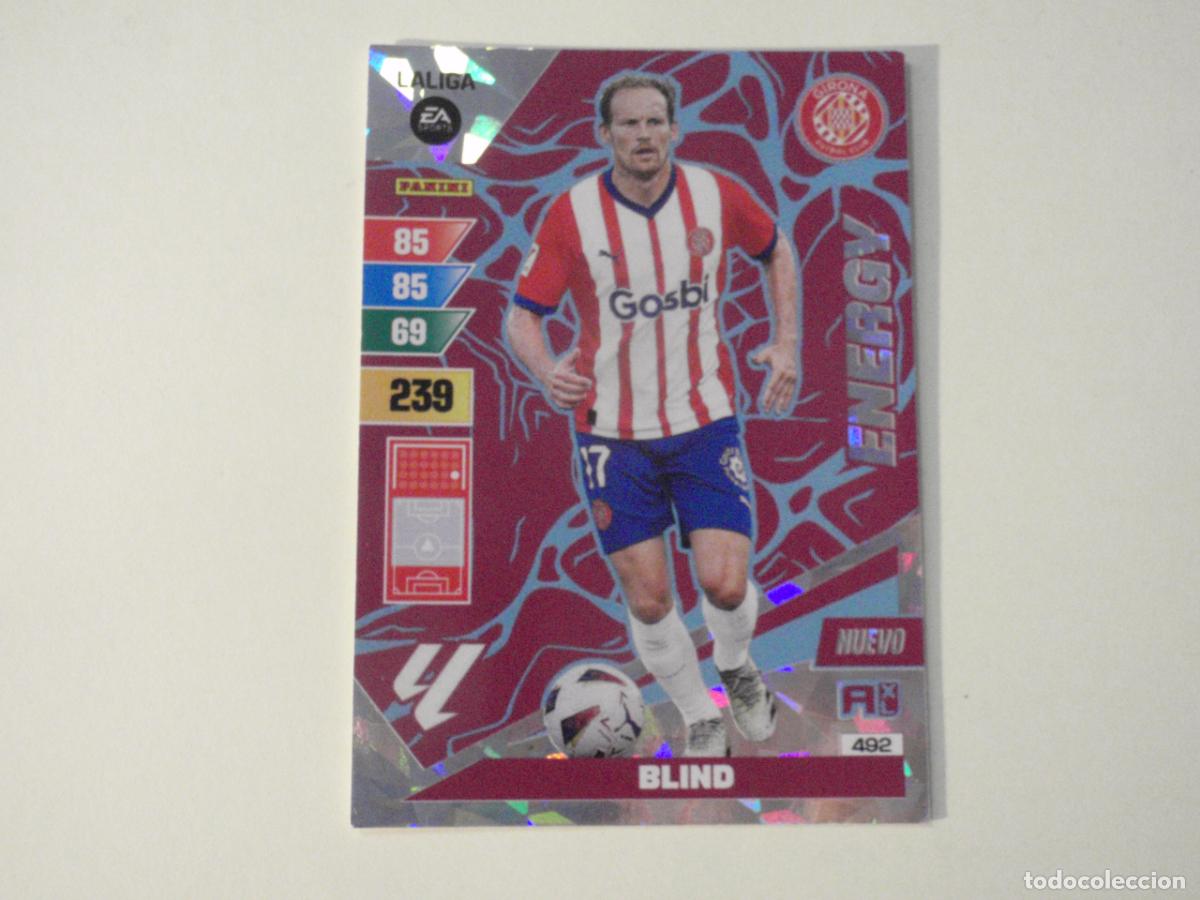 Cromos de f&uacute;tbol: 492 BLIND Girona NUEVO ENERGY. Trading card LIGA Adrenalyn XL 2023 2024 Panini. 23 24