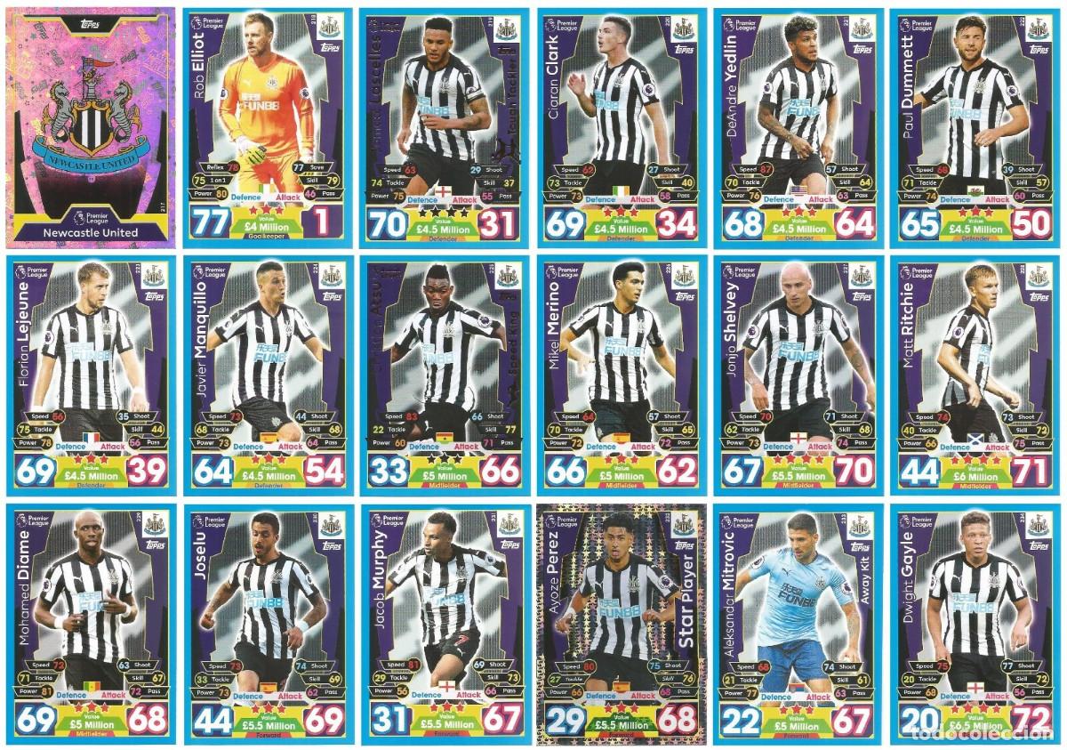 Cromos de f&uacute;tbol: TOPPS MATCH ATTAX. PREMIER LEAGUE 17/18 NEWCASTLE UNITED. 217-234