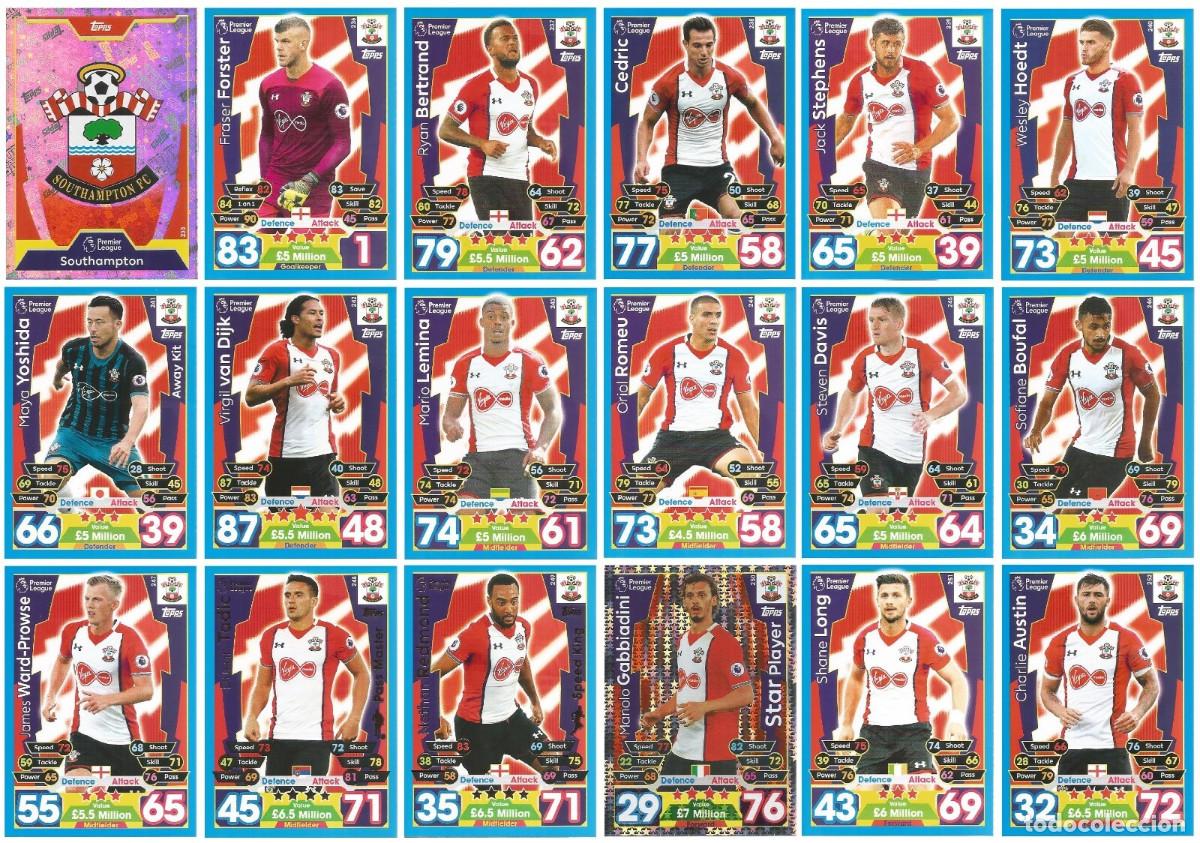 Cromos de f&uacute;tbol: TOPPS MATCH ATTAX. PREMIER LEAGUE 17/18 SOUTHAMPTON FC. 235-252