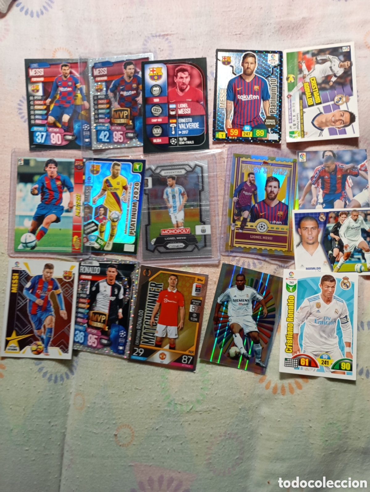 Cromos de f&uacute;tbol: Lote cristiano Ronaldo nazario y Messi