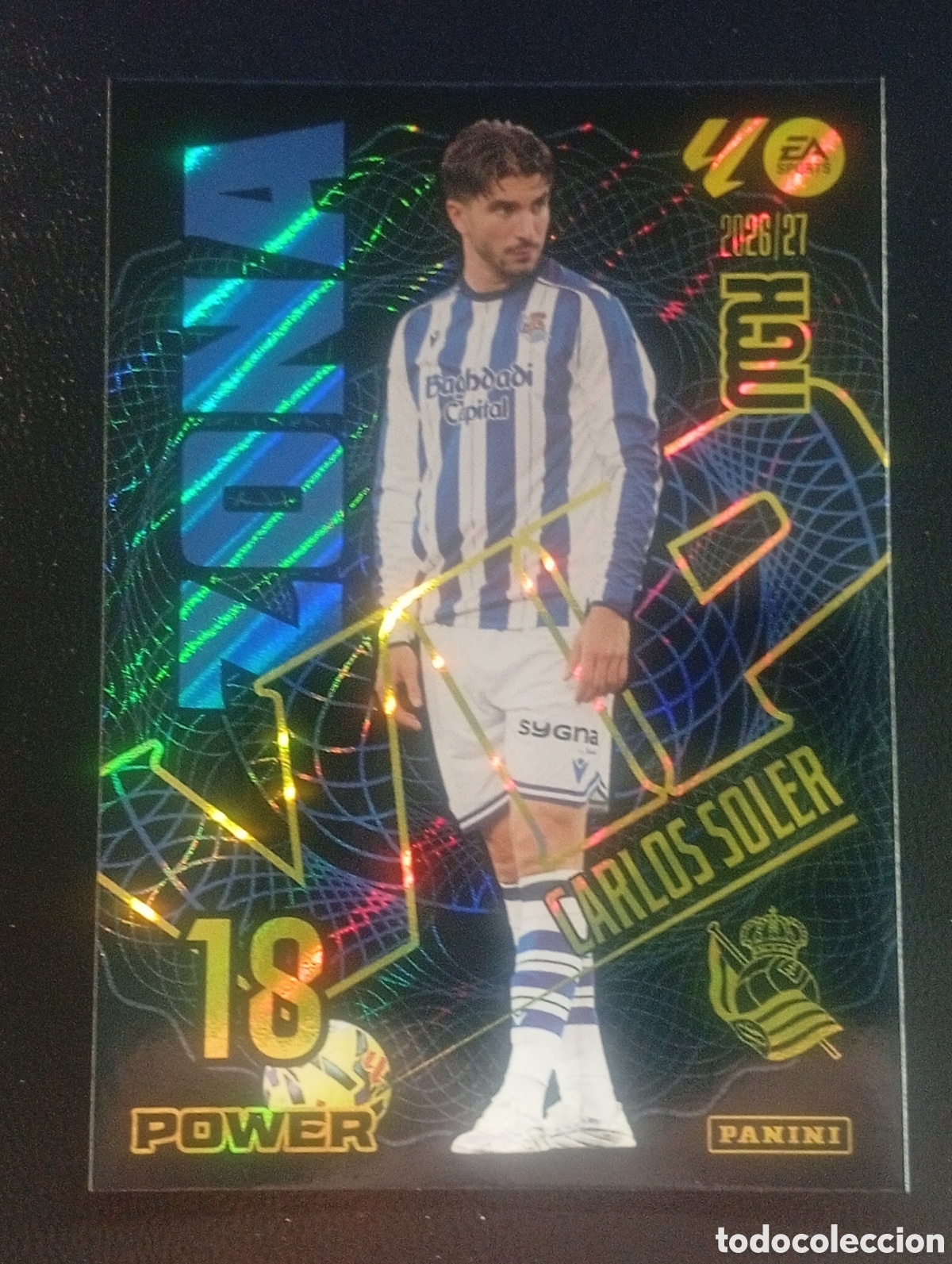 Cromos de f&uacute;tbol: 390p zona vip power SOLER CARLOs REAL SOCIEDAD MEGACRACKS 2026 2027 26 27 CARD PANINI paralela 390 P