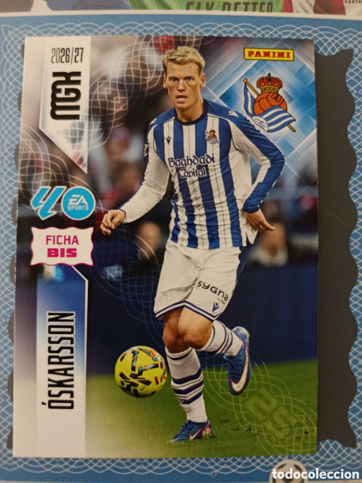 Cromos de f&uacute;tbol: MEGACRACKS 2026 2027 26 27 - PANINI - N&ordm; 322 BIS &Oacute;SKARSSON REAL SOCIEDAD FICHA BIS