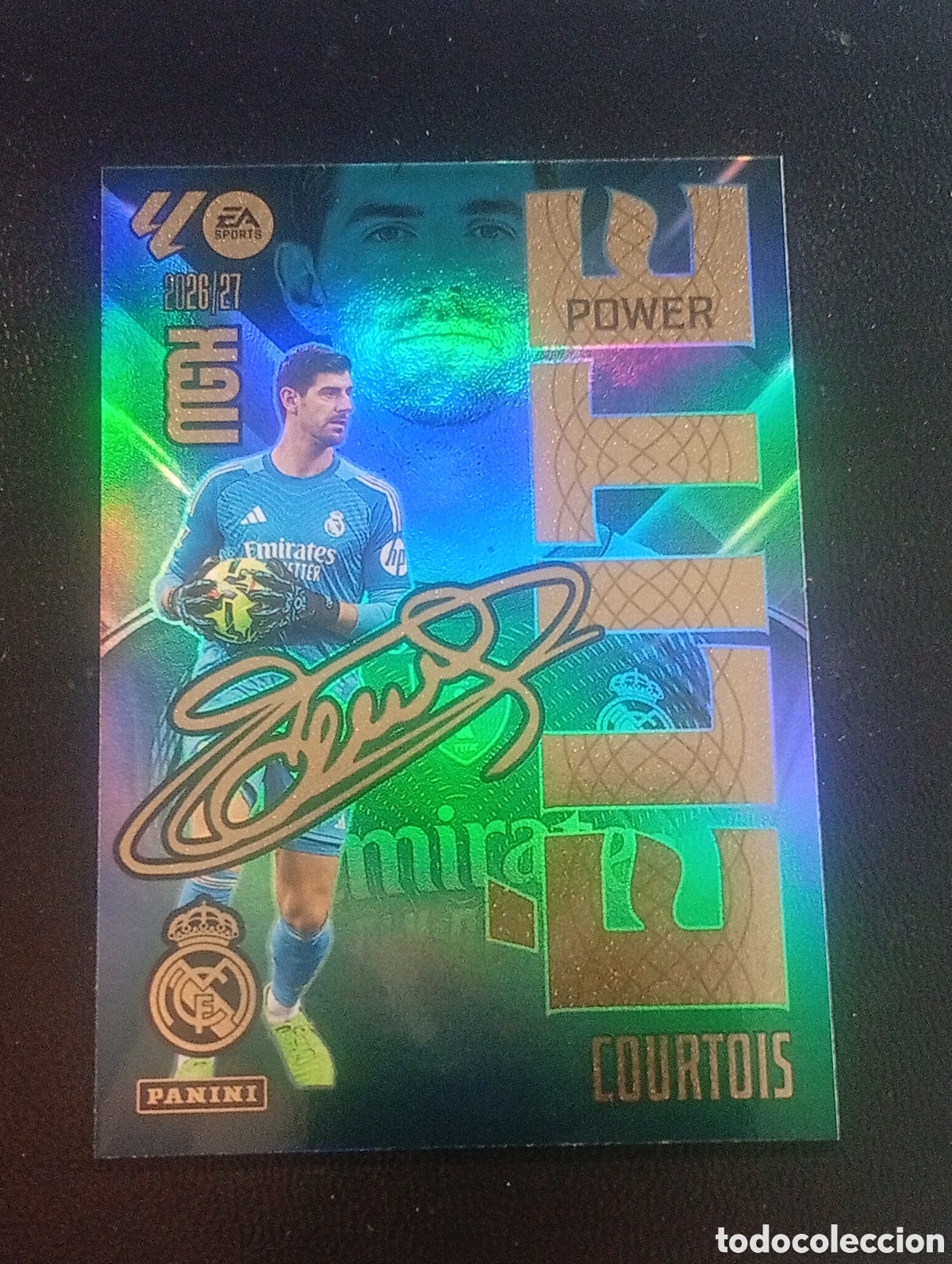 Cromos de f&uacute;tbol: 4p elite power COURTOIS REAL MADRID MEGACRACKS 2026 2027 26 27 CARDS PANINI PARALELA 4 P