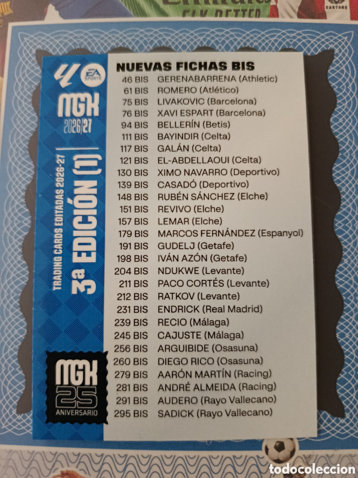 Cromos de f&uacute;tbol: MEGACRACKS 2026 2027 26 27 - PANINI - INDICE 3&ordf; EDICI&Oacute;N NUEVAS FICHAS BIS