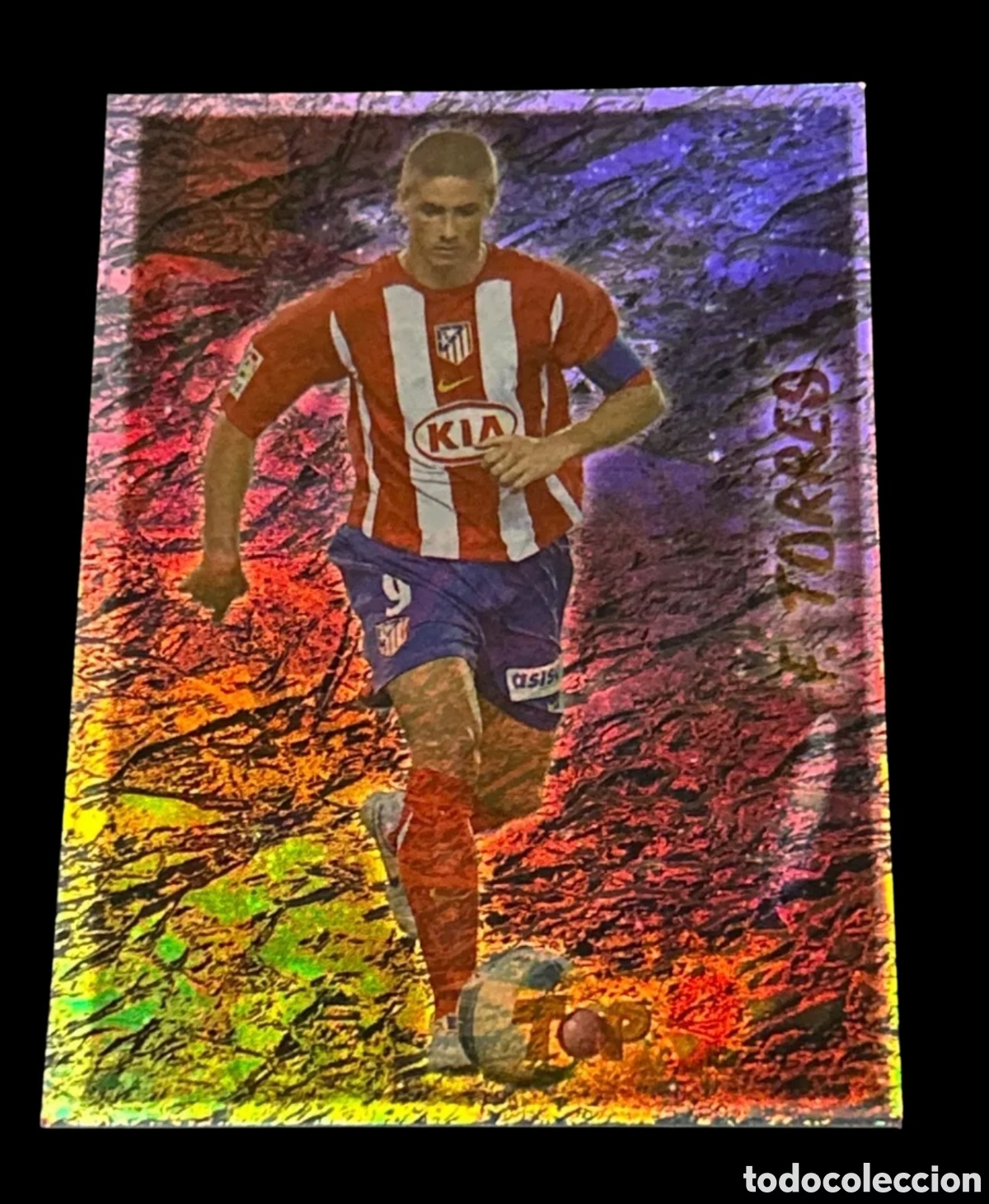 Cromos de f&uacute;tbol: # 664 FERNANDO TORRES (ATLETICO DE MADRID) TOP 9 BRILLO JASPEDO , MUNDICROMO 2006 2007