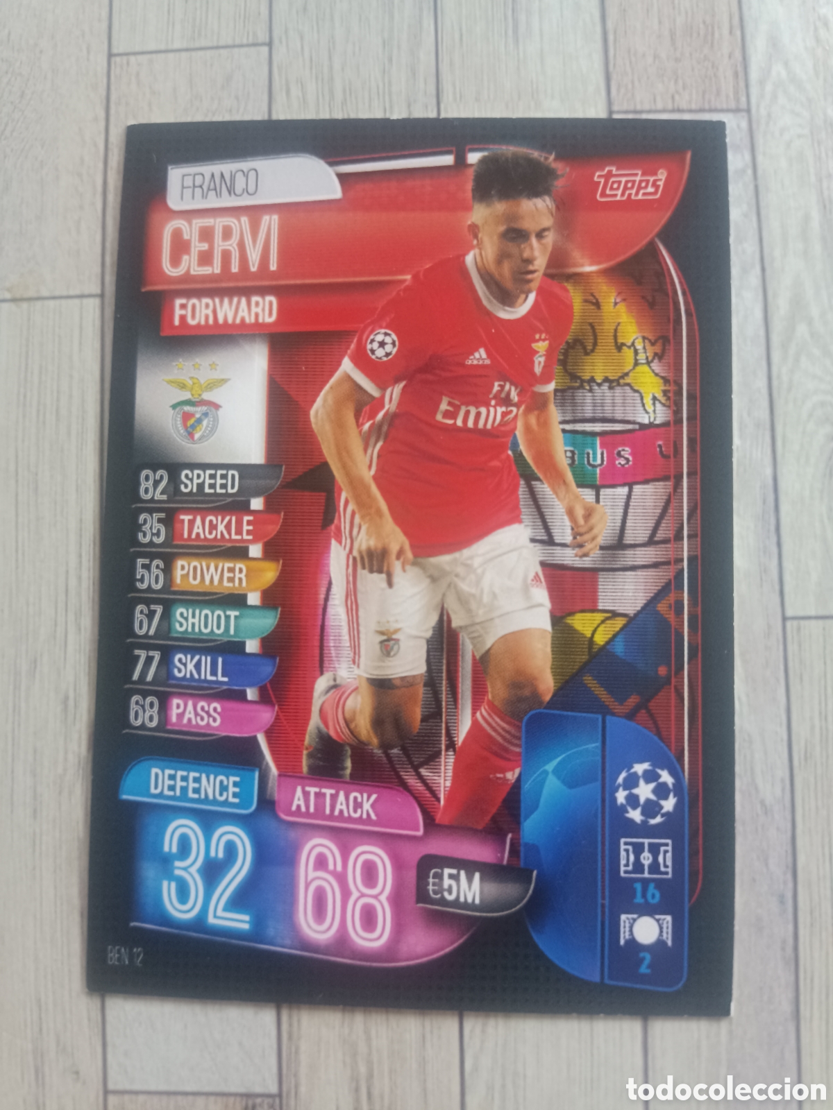 Cromos de f&uacute;tbol: BEN12 FRANCO CERVI BENFICA MATCH ATTAX UEFA CHAMPIONS LEAGUE 2019 2020 TOPPS 19 20