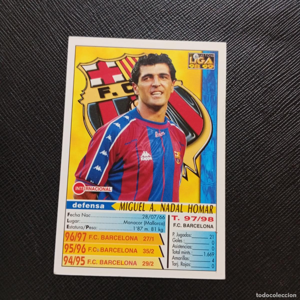 Cromos de f&uacute;tbol: 5 NADAL BARCELONA MUNDICROMO 1998 1999 CROMO FUTBOL LIGA 98 99 - A218 PG1 CORREGIDO