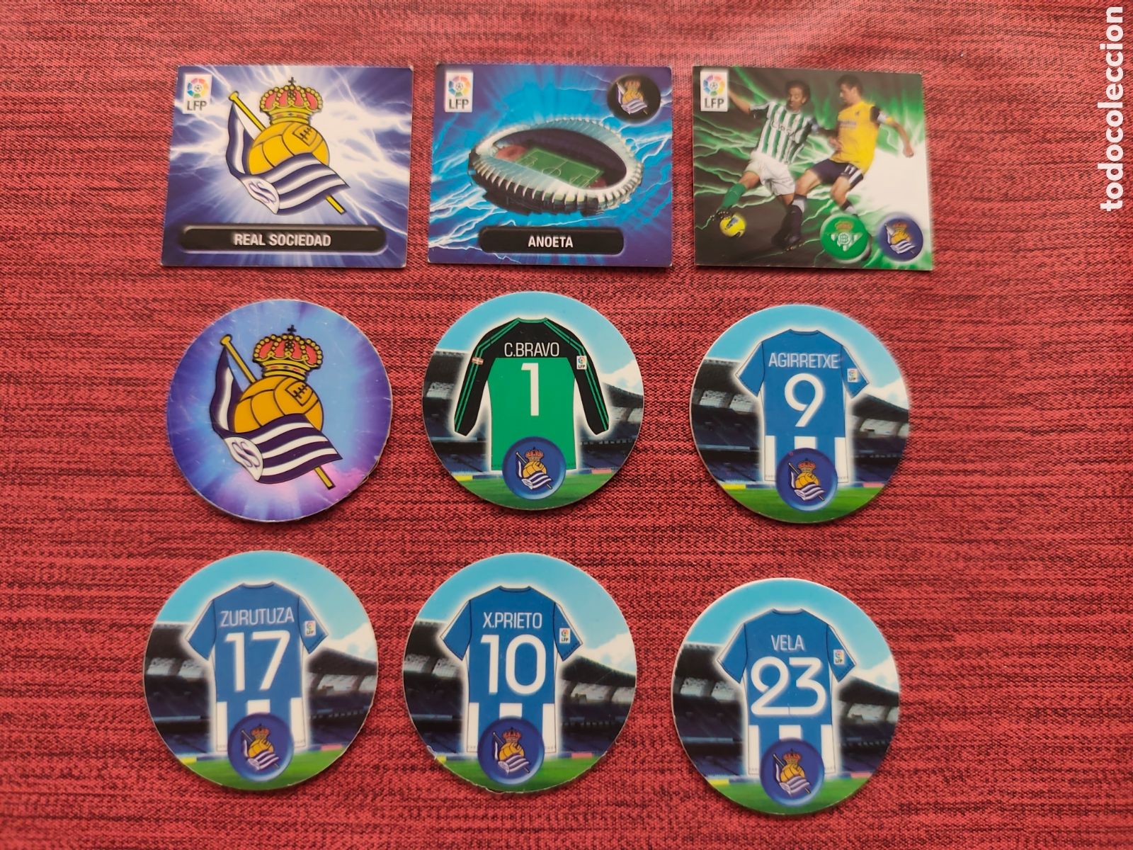 Cromos de f&uacute;tbol: COMPLETO TAZOS/PEGATINAS REAL SOCIEDAD MATUTANO CHEETOS LIGA 2012 2013
