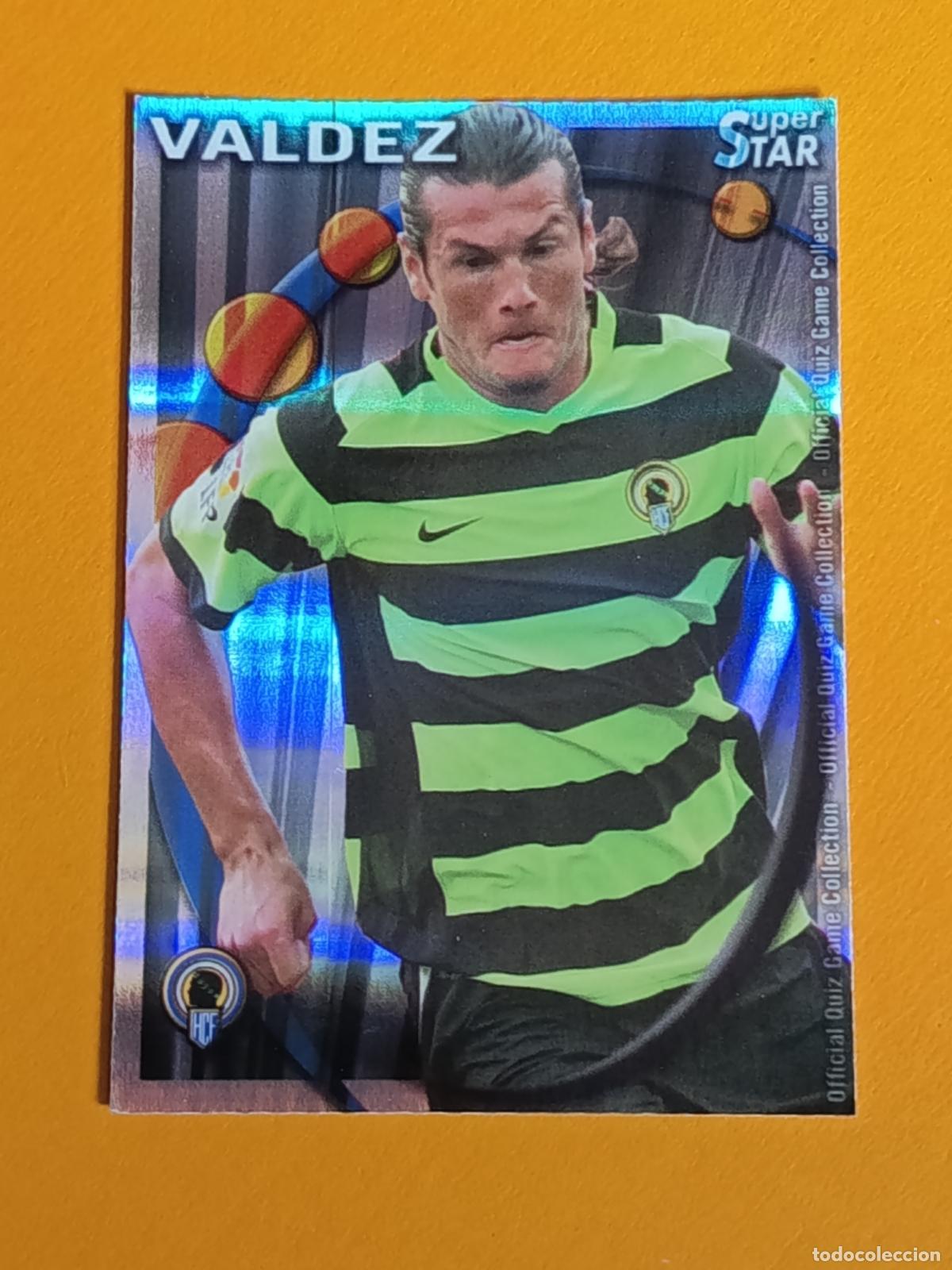 Cromos de f&uacute;tbol: 512 VALDEZ. SUPERSTAR BRILLO RAYAS HORIZONTALES. H&Eacute;RCULES. FICHAS QUIZ LIGA 2011. MUNDICROMO
