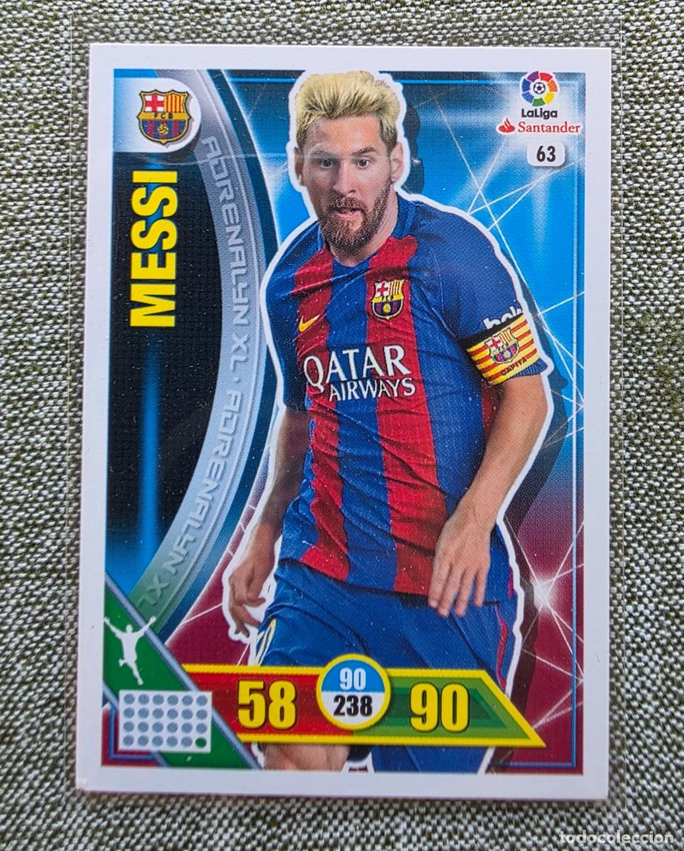 Cromos de f&uacute;tbol: 63 MESSI (FC Barcelona). La Liga Santander 2016 2017 16 17 Adrenalyn XL (Panini)