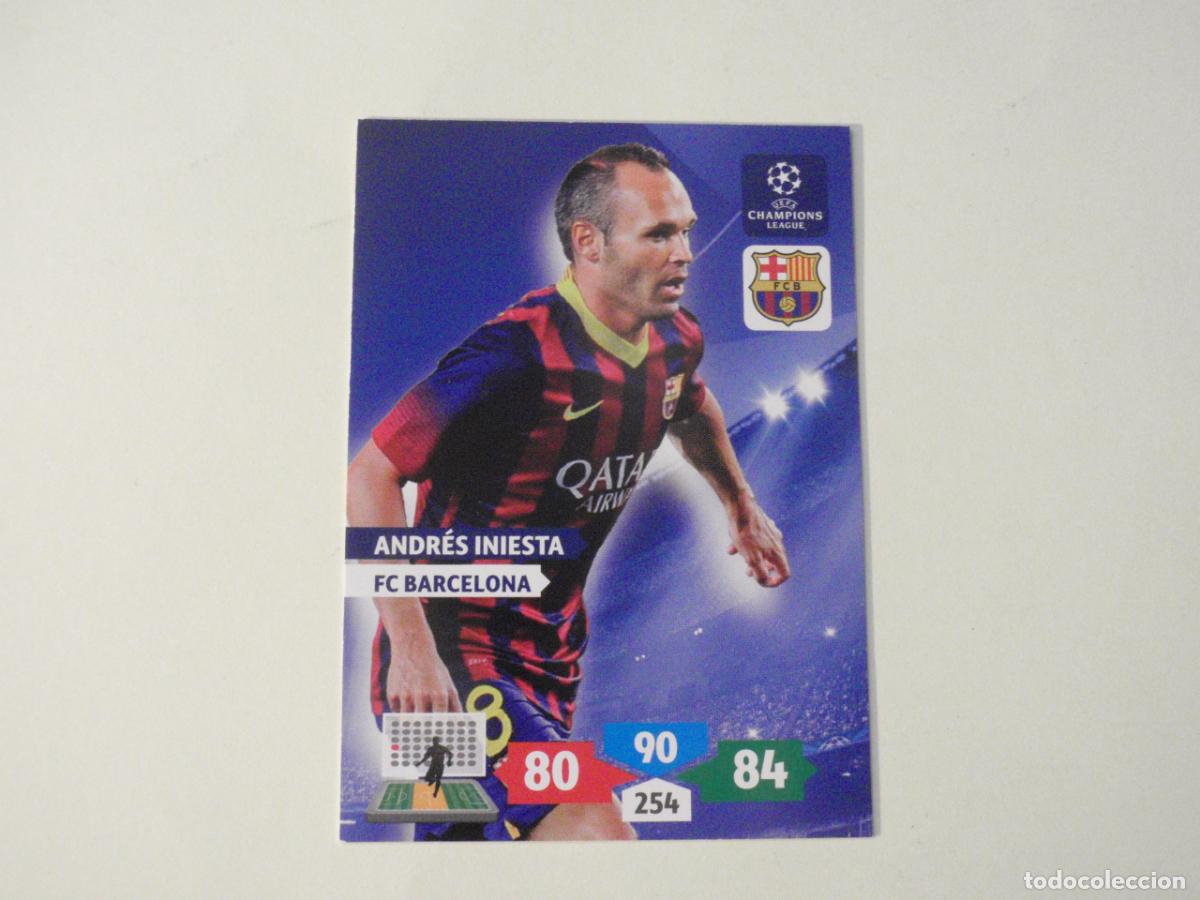 Football Stickers: INIESTA Barcelona. Trading card Adrenalyn XL UEFA CHAMPIONS LEAGUE 2013 2014 Panini 13 14
