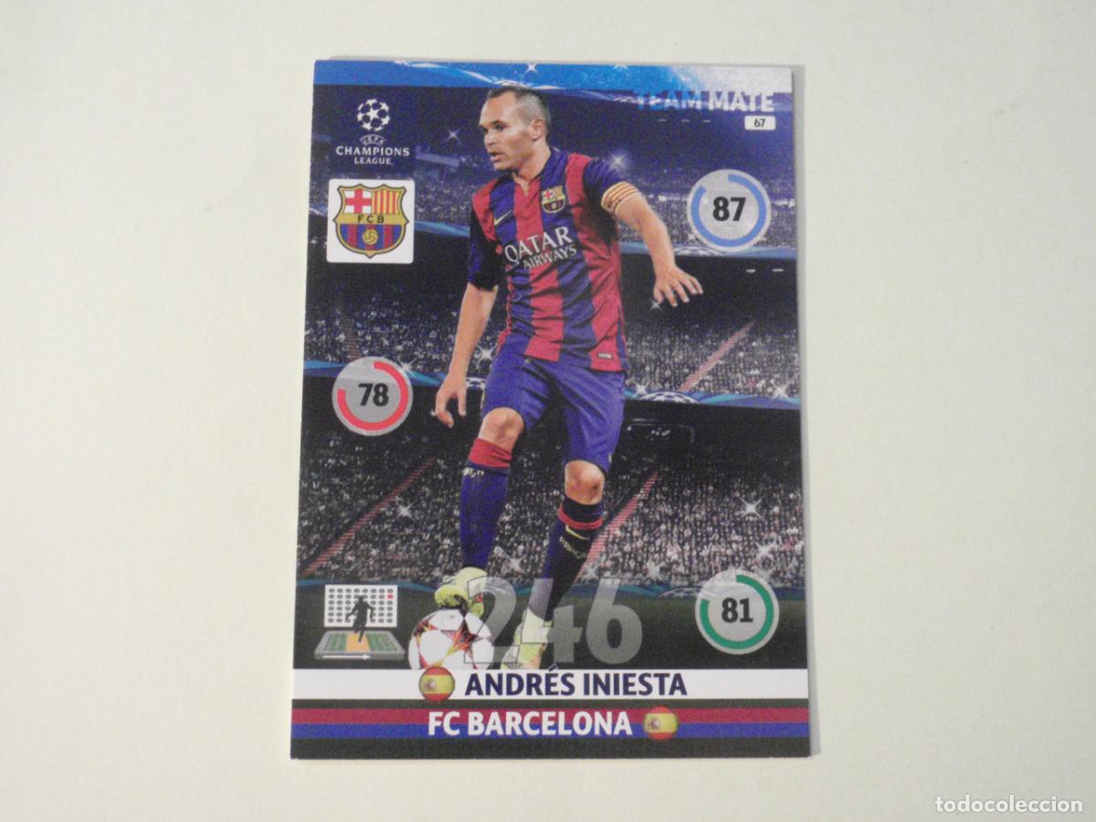Cartes &agrave; collectionner de Football: ANDR&Eacute;S INIESTA Barcelona. Trading card Adrenalyn XL UEFA CHAMPIONS LEAGUE 2014 2015 Panini 14 15