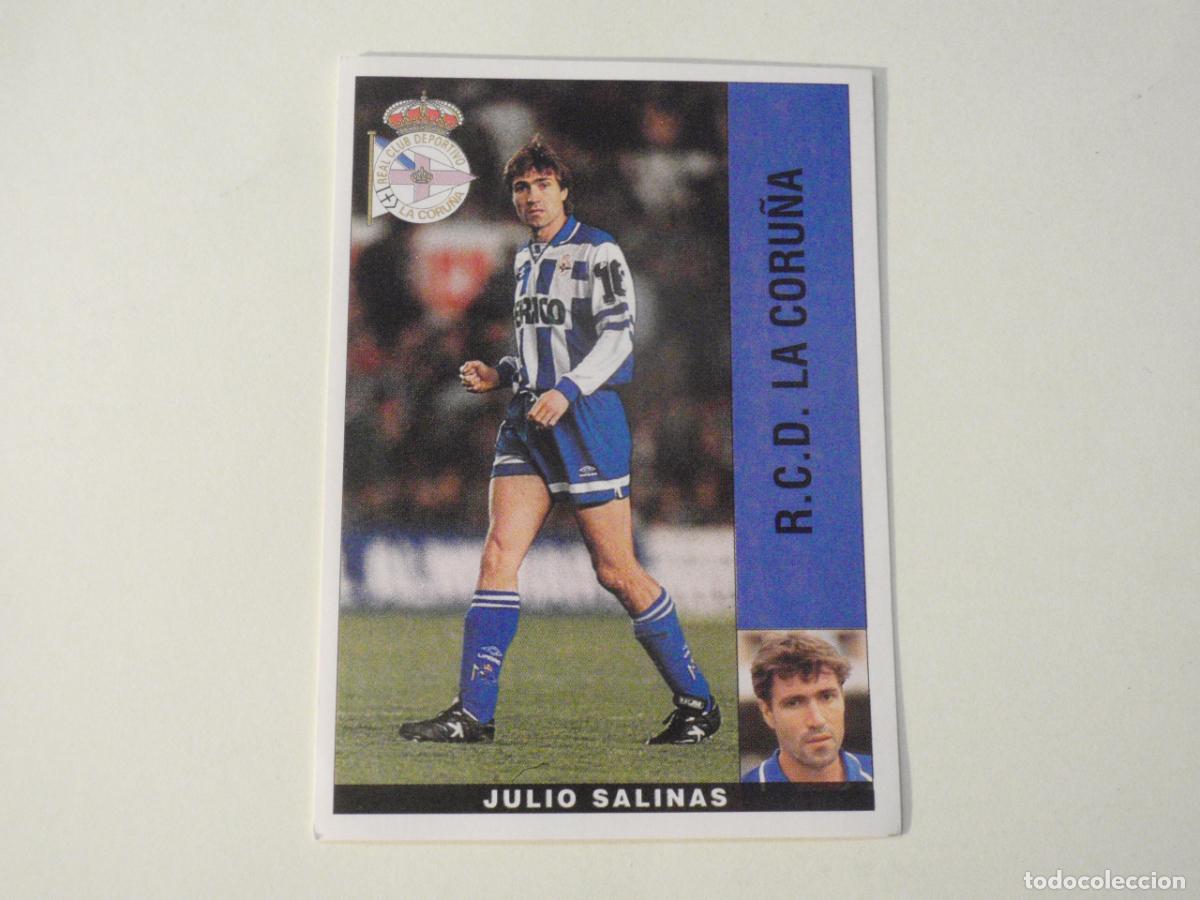 Cromos de f&uacute;tbol: Cromo futbol JULIO SALINAS Deportivo BAJA. LIGA 95-96 de PANINI. Sticker 1995 1996 nunca pegado