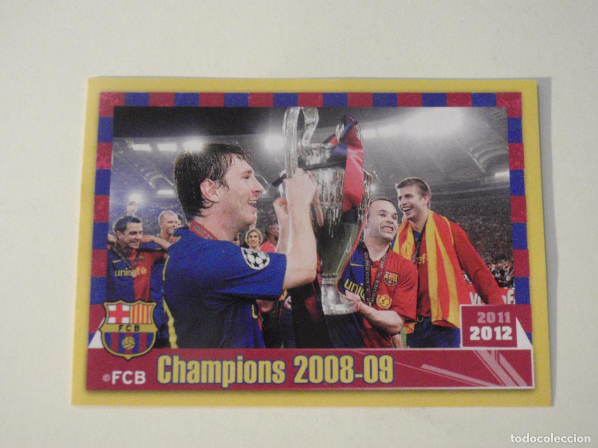 Cromos de f&uacute;tbol: 100 MESSI - INIESTA Champions 2008-09. Colecci&oacute;n FC BARCELONA 2011 2012. Sticker PANINI 11 12