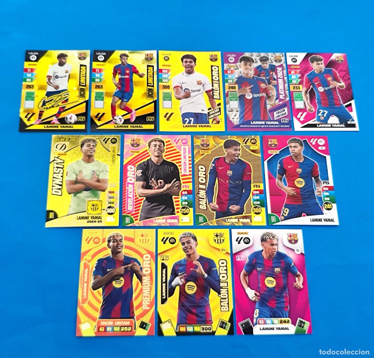 Cromos de f&uacute;tbol: Lote Adrenalyn Lamine Yamal 2023 2024 / 23 24 Bal&oacute;n de Oro Edici&oacute;n Limitada Firmada Platinum