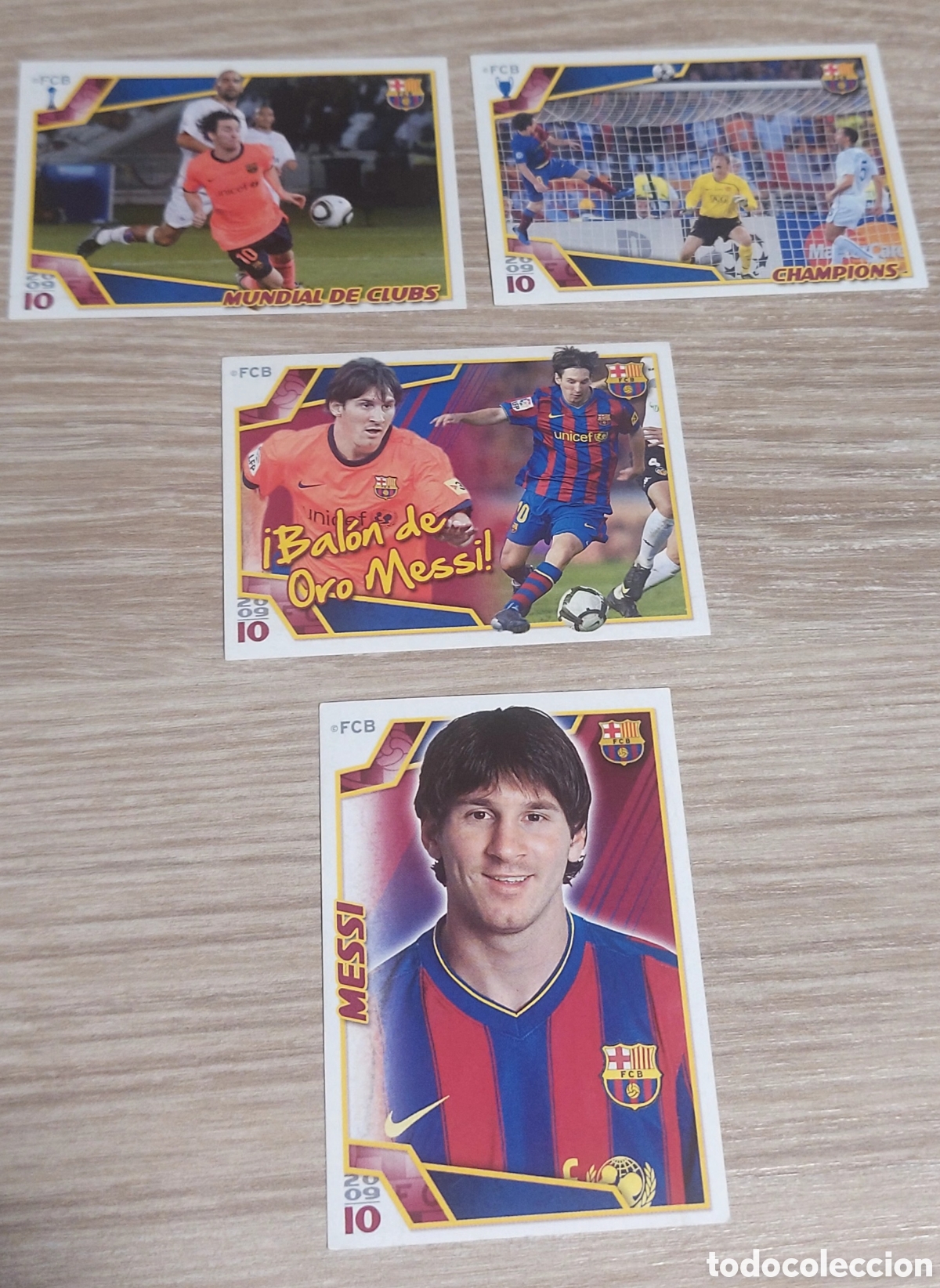 Cromos de f&uacute;tbol: Lote 4 Cromos Messi/Bar&ccedil;a de las seis copas - Foto 1