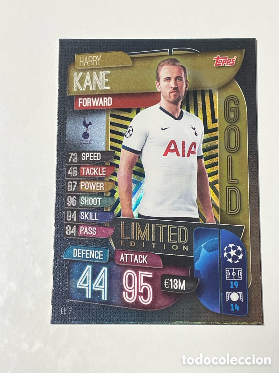 Cromos de f&uacute;tbol: Harry Kane Tottenham Hotspur Topps Match Attax 19/20 Gold edici&oacute;n limitada #LE7