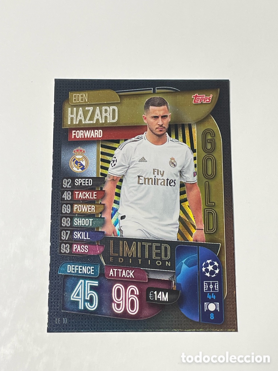 Cromos de f&uacute;tbol: Eden Hazard Real Madrid Topps Match Attax Gold edici&oacute;n limitada #LE10