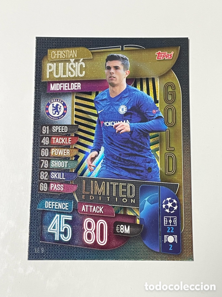 Cromos de f&uacute;tbol: Christian Puli&scaron;ić Chelsea Topps Match Attax 19/20 Gold edici&oacute;n limitada #LE9
