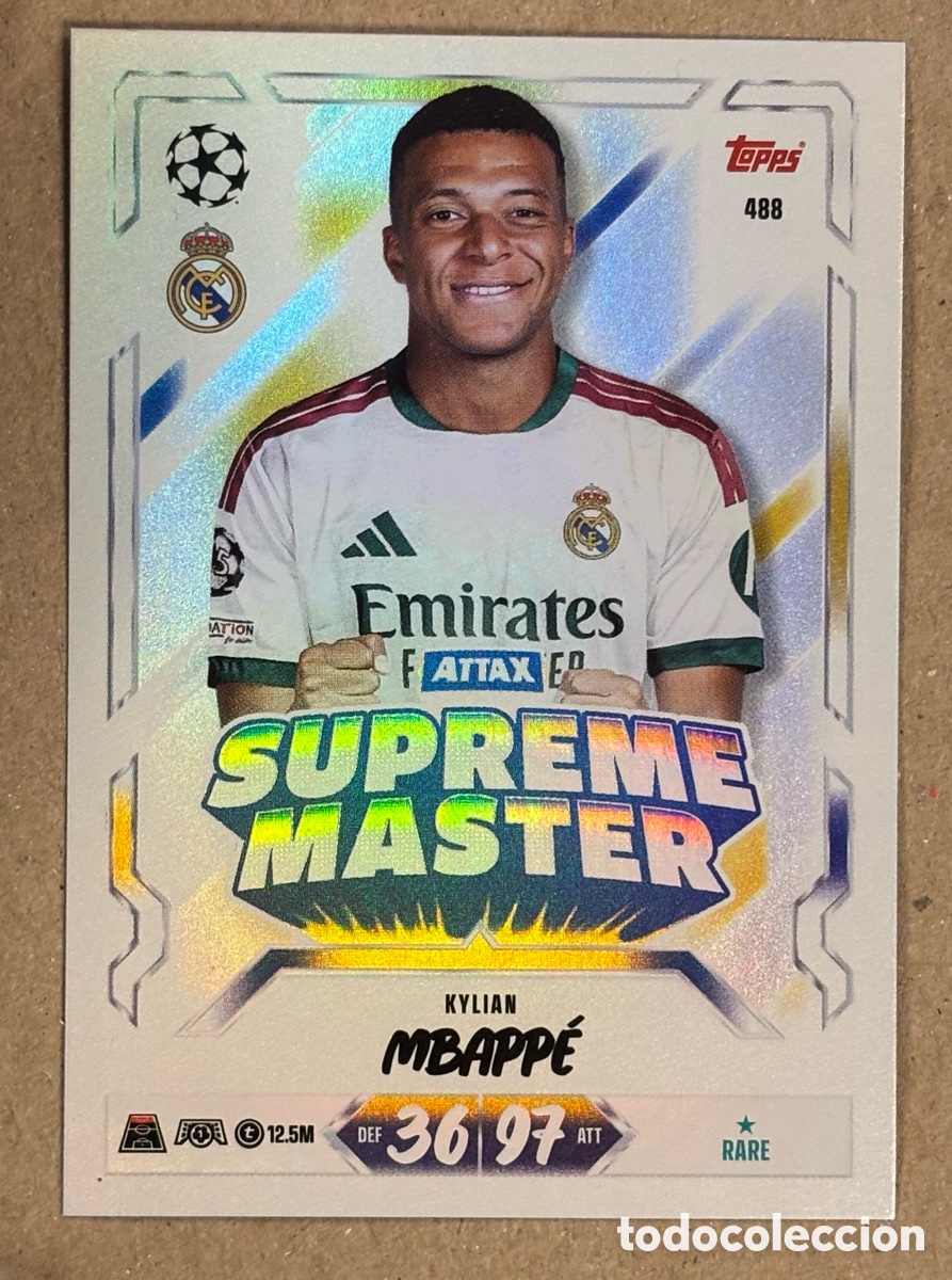 Cromos de f&uacute;tbol: MBAPP&Eacute; (REAL MADRID). CARTA SUPREME MASTER TOPPS MATCH ATTAX 2026/27. RARE.