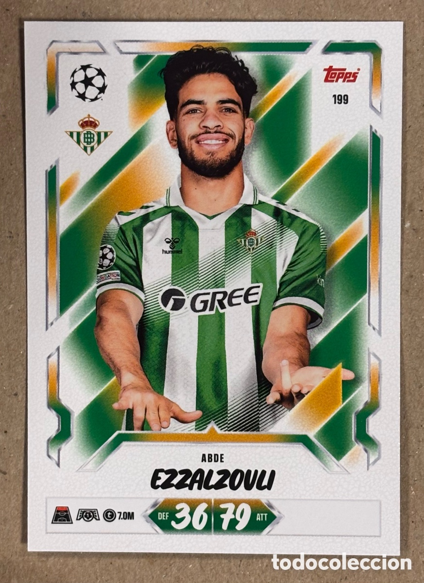 Cromos de f&uacute;tbol: ABDE EZZALZOULI (REAL BETIS). CARTA TOPPS MATCH ATTAX 2026/27. 20 ANNIVERSARY.