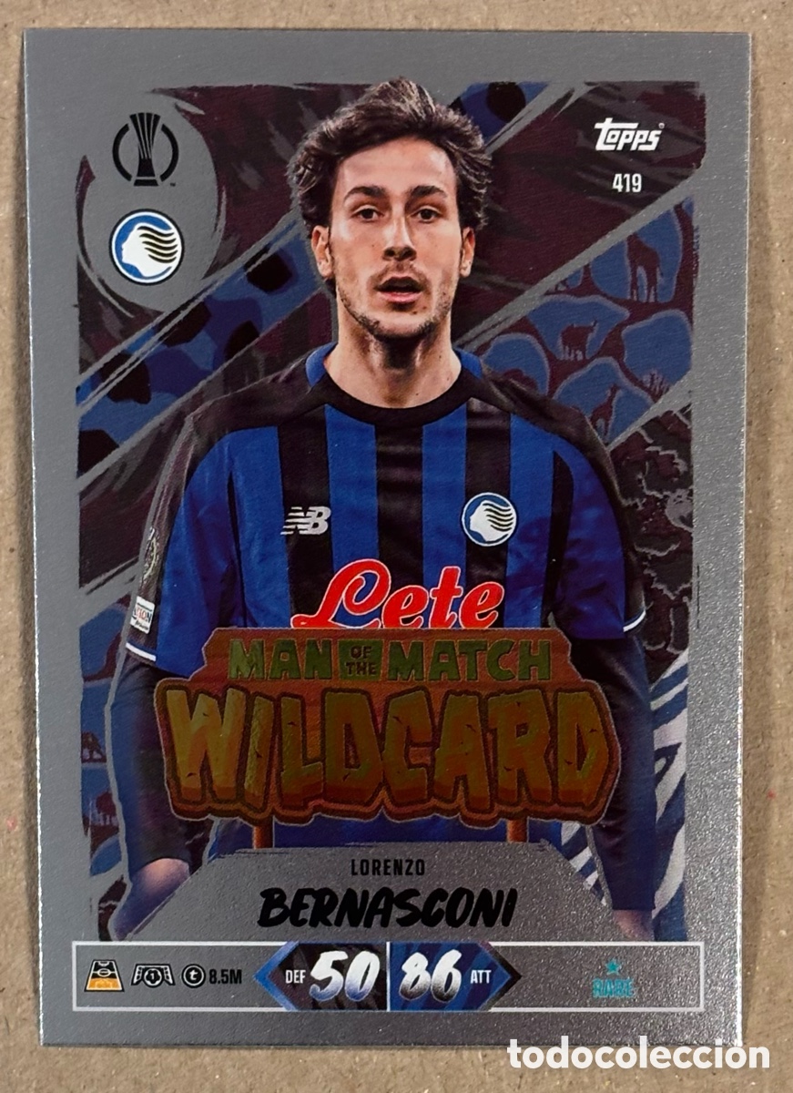Cromos de f&uacute;tbol: LORENZO BERNASCONI (ATALANTA). CARTA MAN OF THE MATCH WILDCARD TOPPS MATCH ATTAX 2026/27. RARE