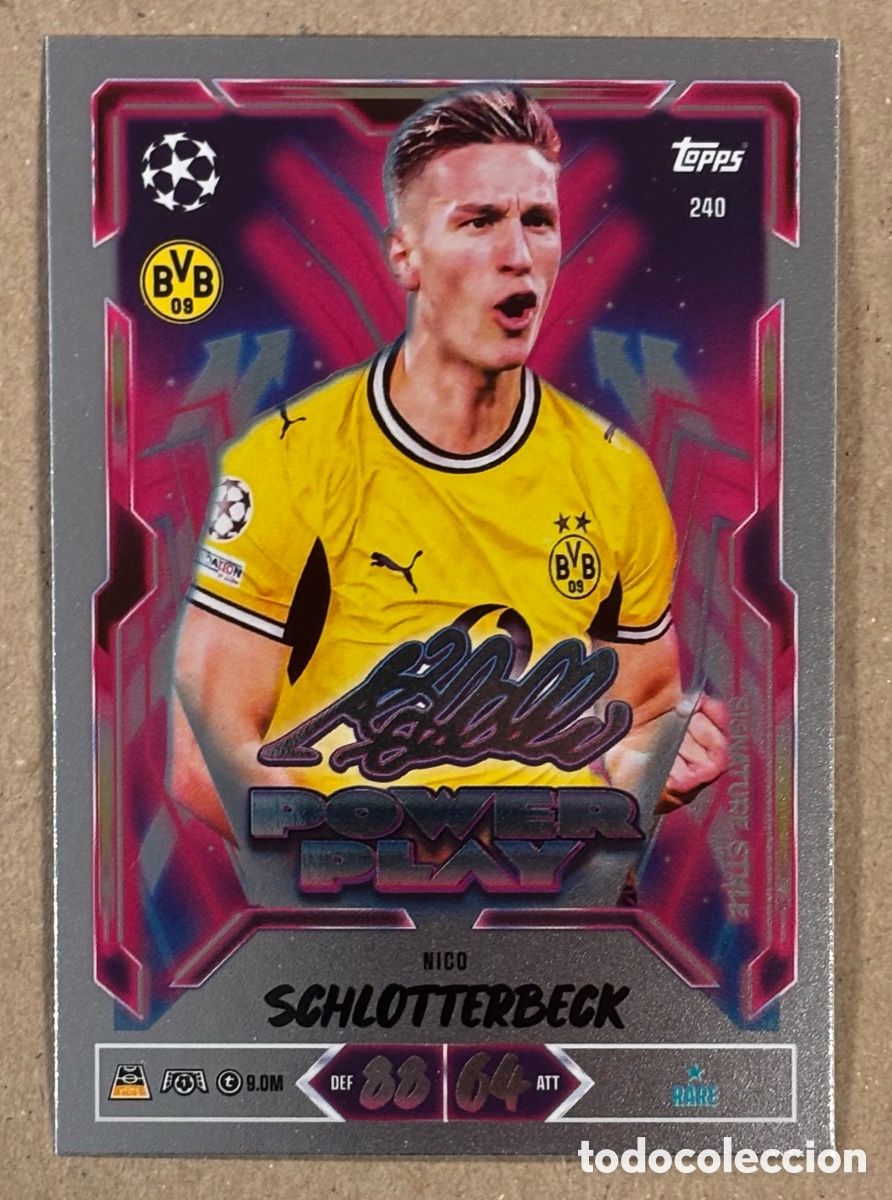 Cromos de f&uacute;tbol: SCHLOTTERBEECK (DORTMUND). CARTA POWER PLAY SIGNATURE STYLE TOPPS MATCH ATTAX 2026/27. RARE