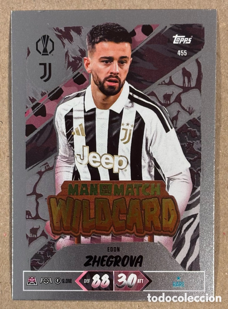 Cromos de f&uacute;tbol: EDON ZHEGROVA (JUVENTUS). CARTA MAN OF THE MATCH WILDCARD TOPPS MATCH ATTAX 2026/27. RARE