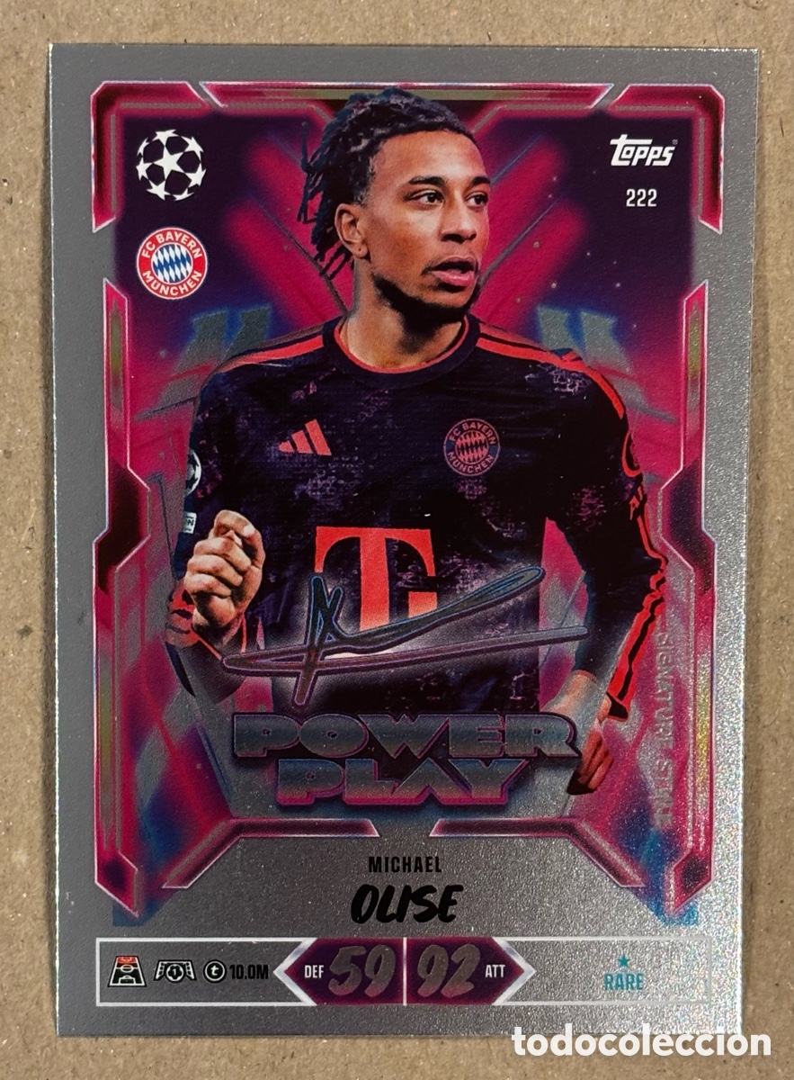 Cromos de f&uacute;tbol: MICHAEL OLISE (FC BAYERN). CARTA POWER PLAY SIGNATURE STYLE TOPPS MATCH ATTAX 2026/27. RARE