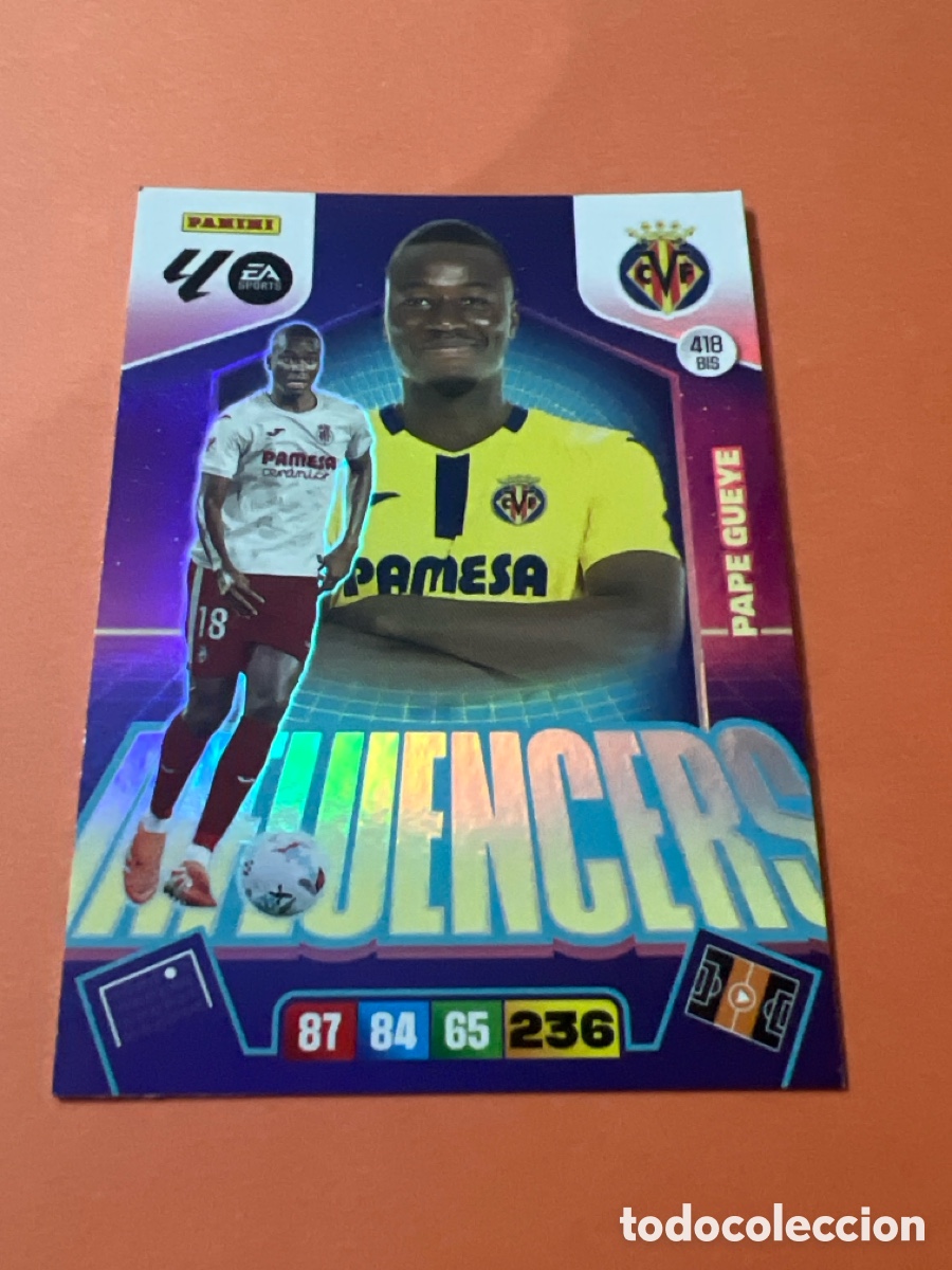 Cromos de f&uacute;tbol: E274. ADRENALYN XL 2025/26. #418 BIS. PAPE GUEYE &rdquo;INFLUENCERS&rdquo; VILLARREAL CF.
