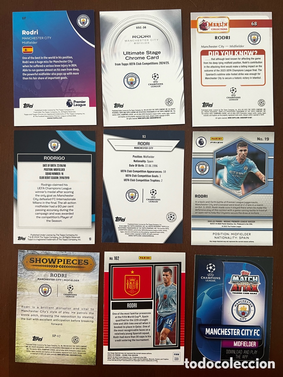 Cromos de f&uacute;tbol: Lote numeradas Rodri - Foto 2